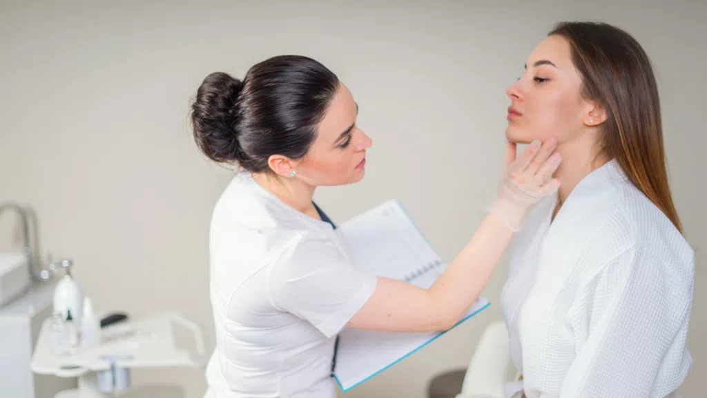 A trusted specialist assesses the patient's skin health and condition before undergoing Juvederm treatment
