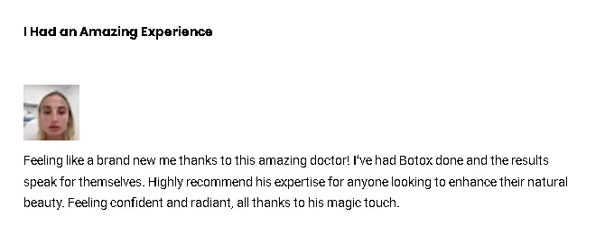 A RealSelf review on a patient's Botox treatment for their facial aging skin.