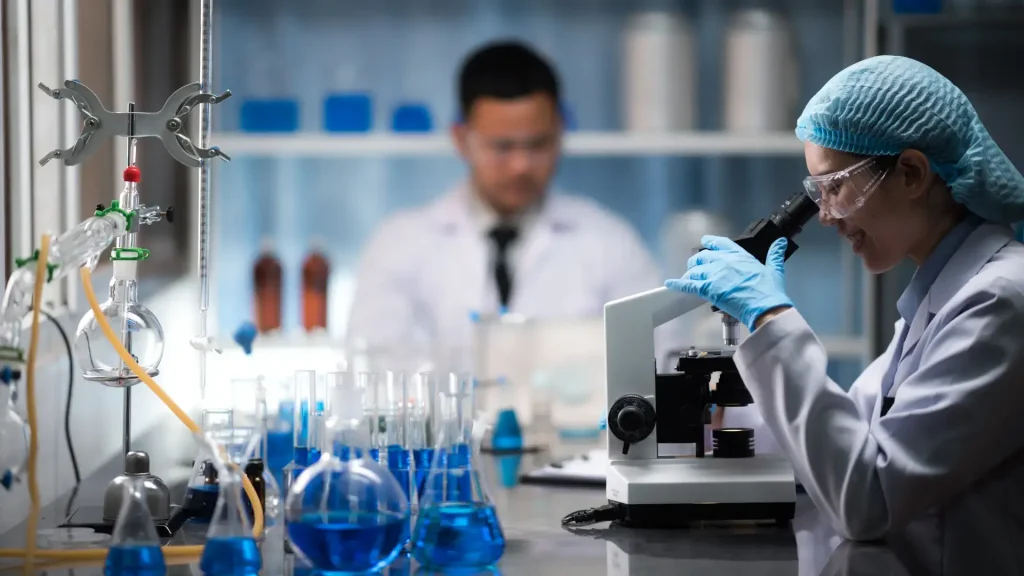 Medical experts working in a laboratory.