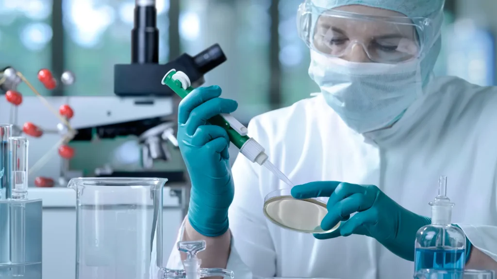 A medical expert in a laboratory.