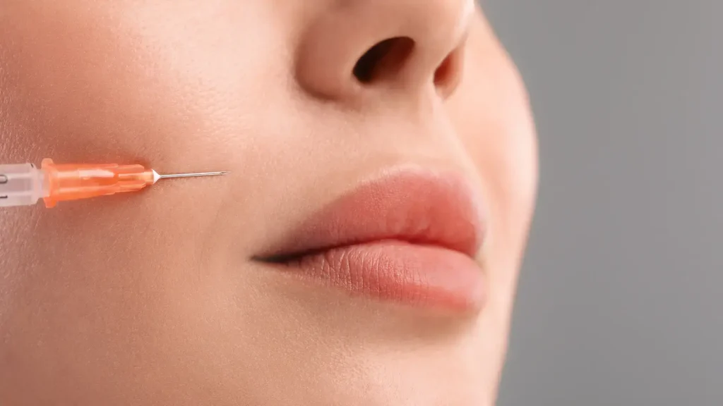 A close-up shot of an injection process.