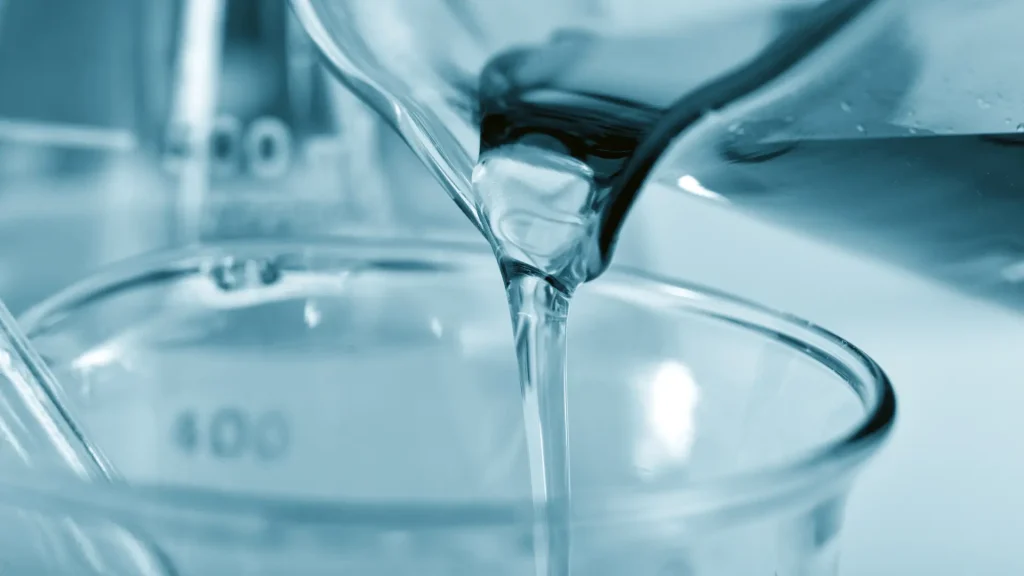 A close-up shot of a solution.