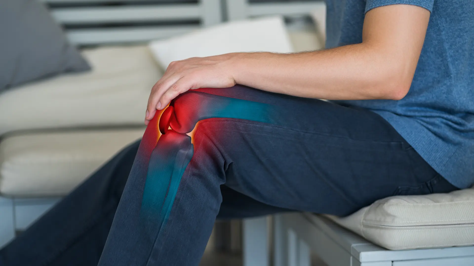An individual dealing with knee pain caused by osteoarthritis.