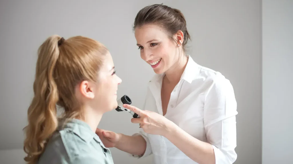 A doctor and patient consultation.