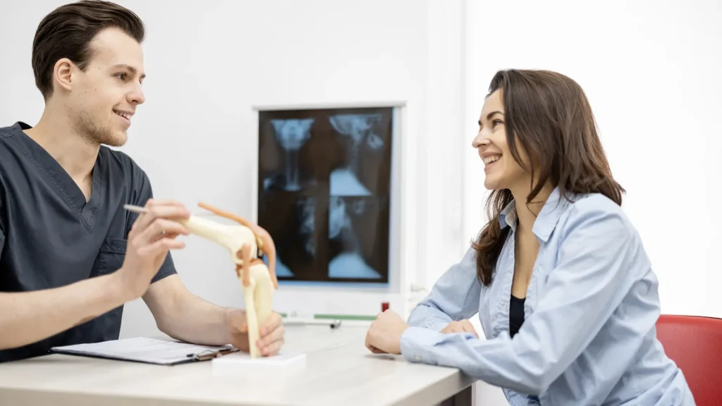 A consultation between a doctor and patient.