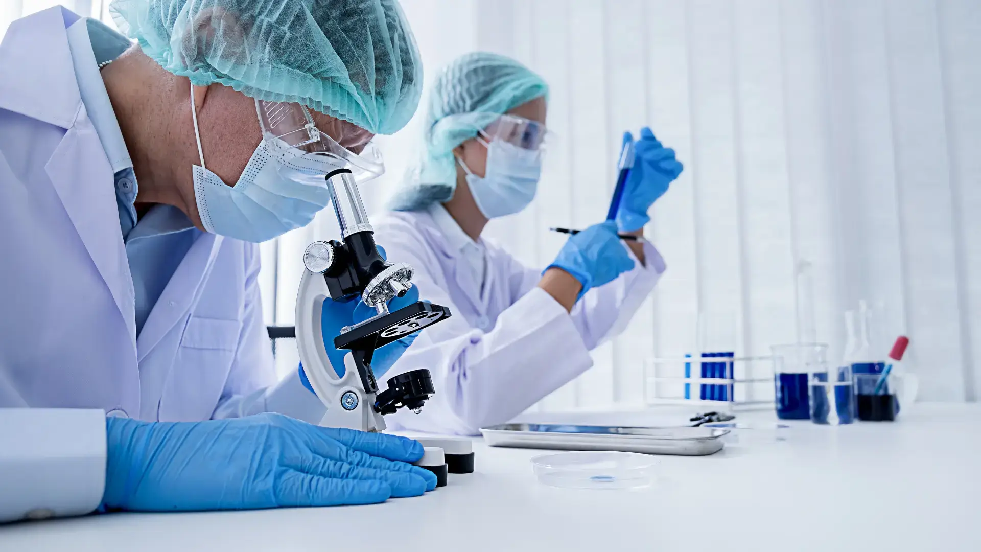 Medical experts in a clinical laboratory.