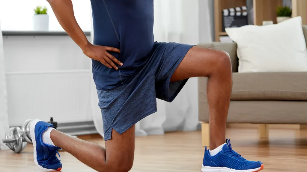 An individual exercising with their healthy knee.