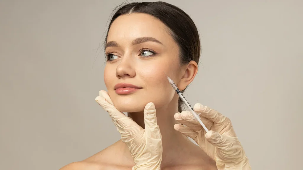 An individual receiving a facial injection.