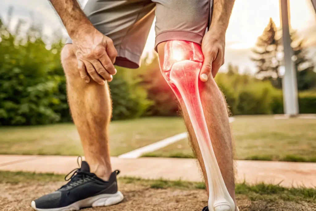 An AI-generated image of a person's knee pain.