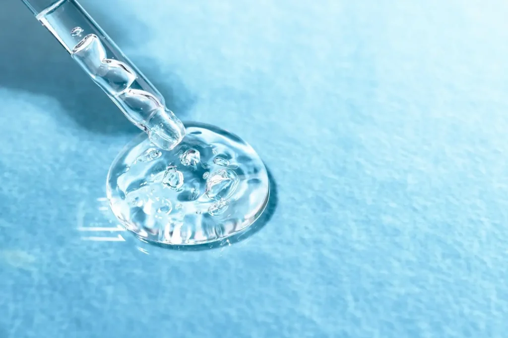 A hyaluronic acid solution.