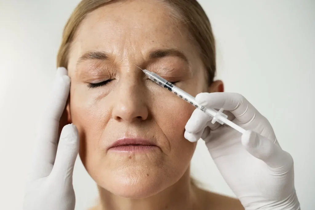 An older individual receiving injection for their '11' lines.