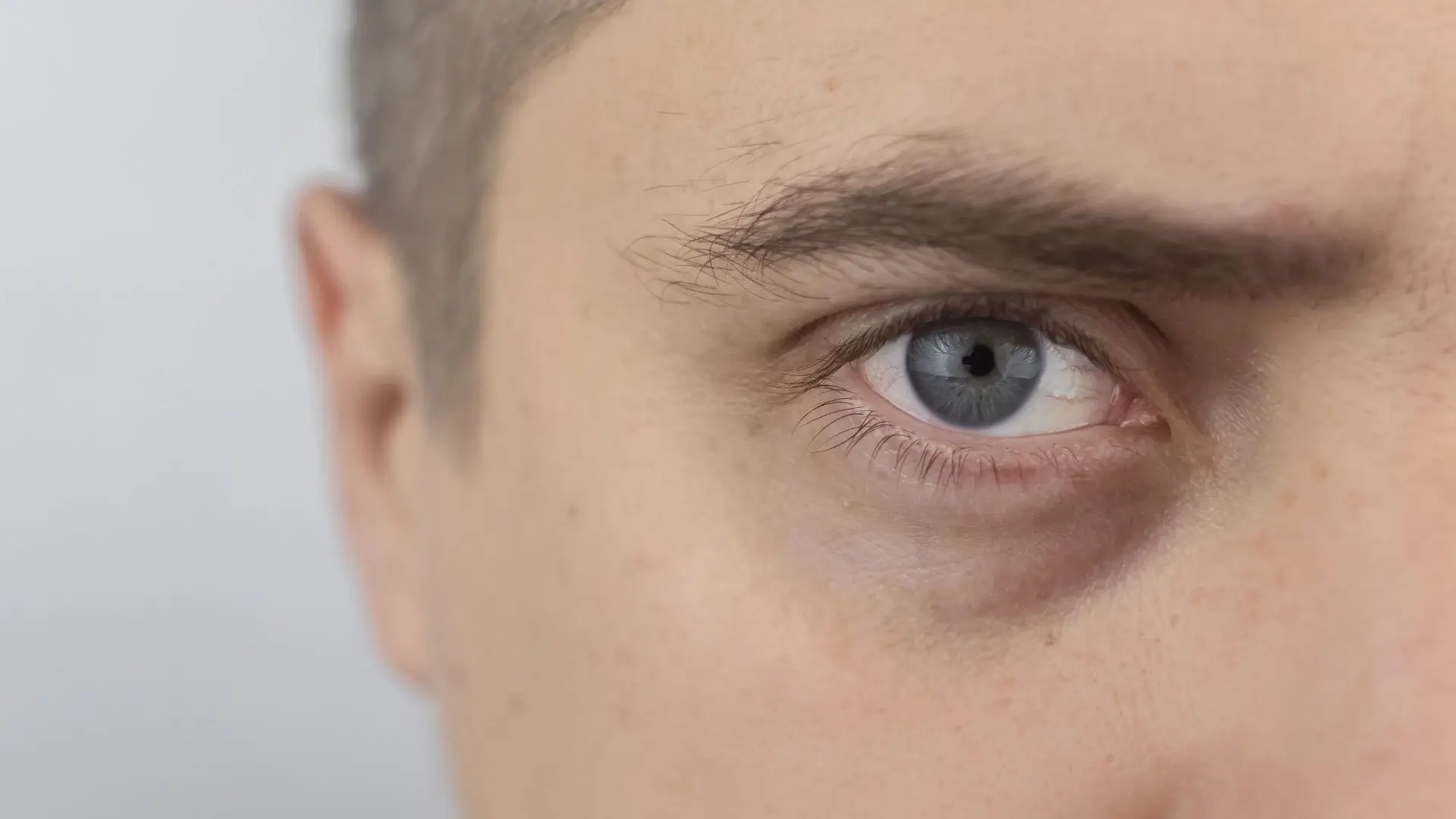 A close-up shot of an individual's eye region.