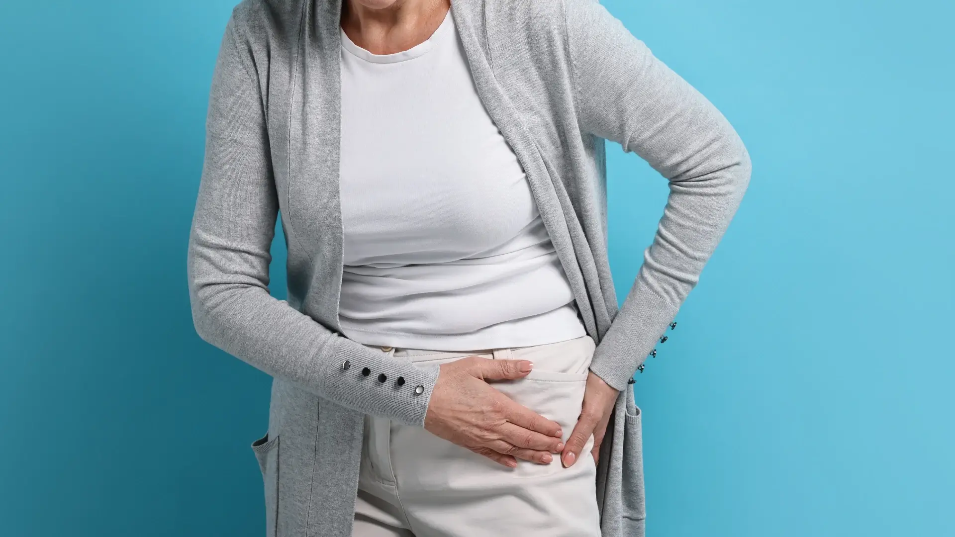 An older individual suffering from hip osteoarthritis.