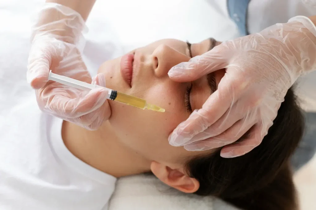 An individual receiving a facial injection.