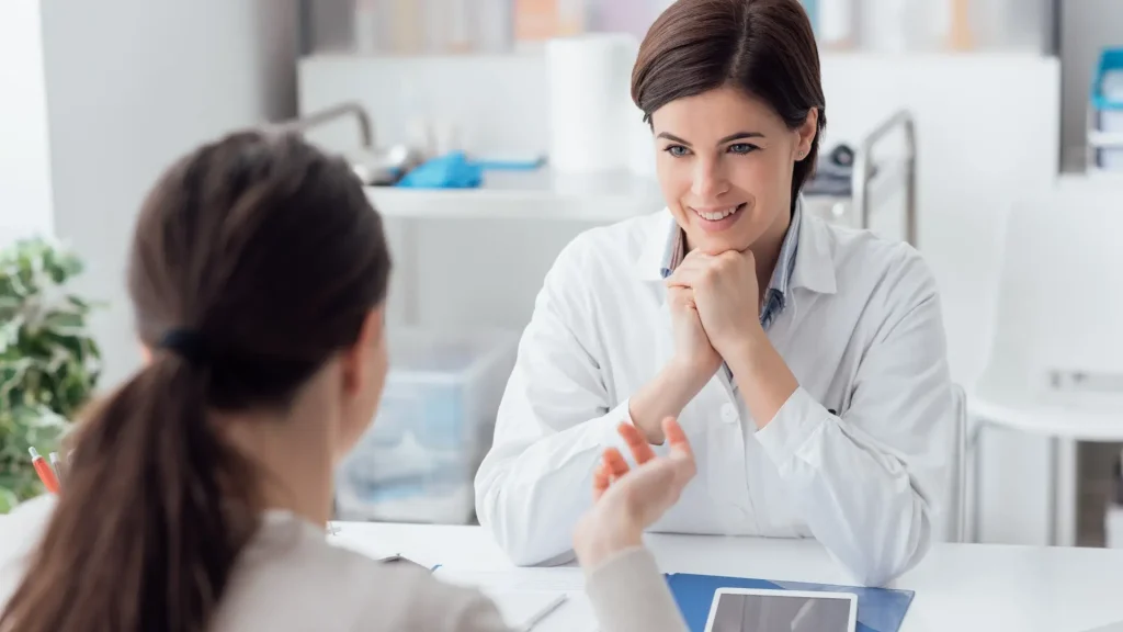 A consultation between a medical professional and a patient.