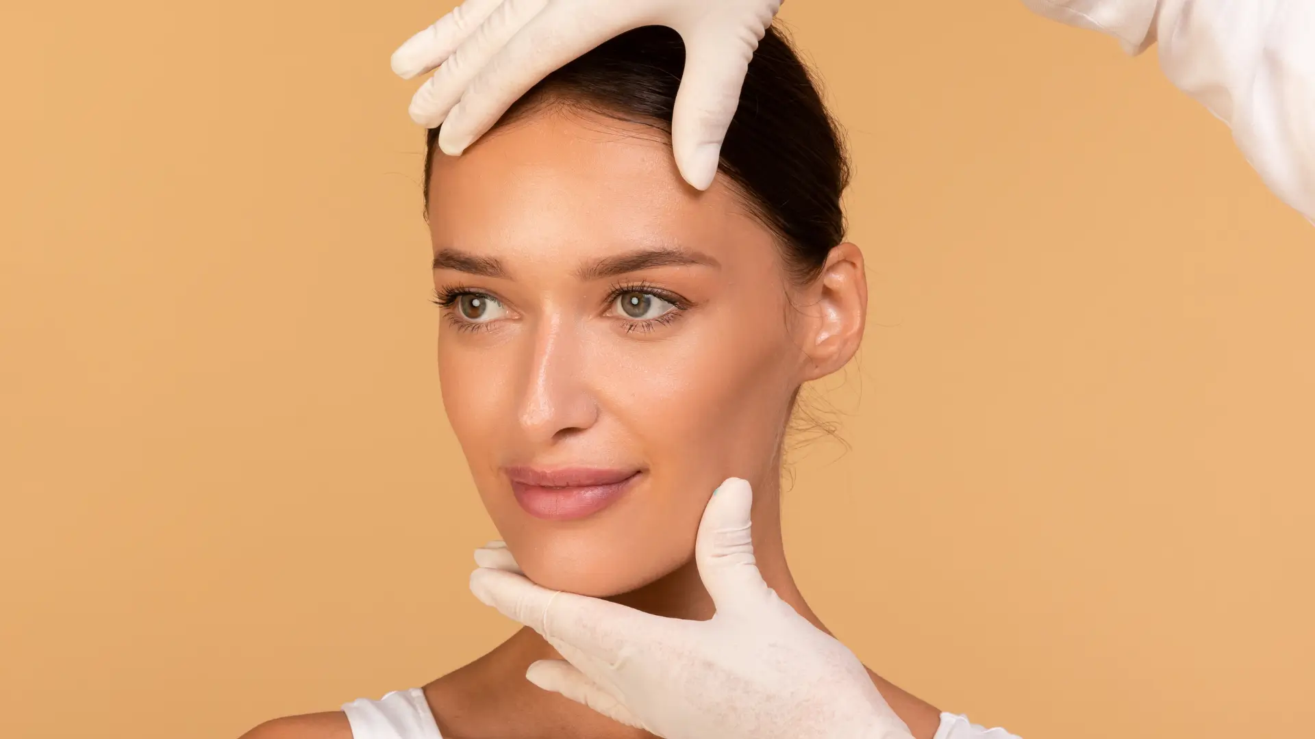 A patient with a contoured and firm facial region after a facelift.