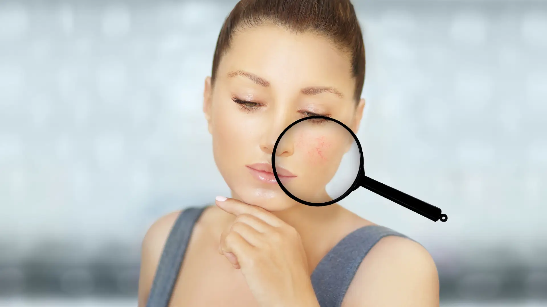 An individual suffering from redness in their midface region.