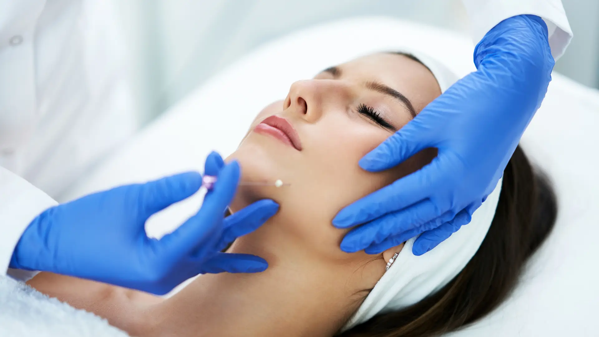 An individual undergoing a thread lift procedure.