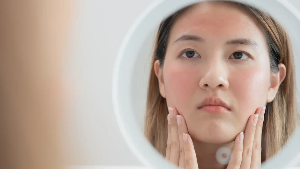 An individual dealing with redness and swelling in their facial area.