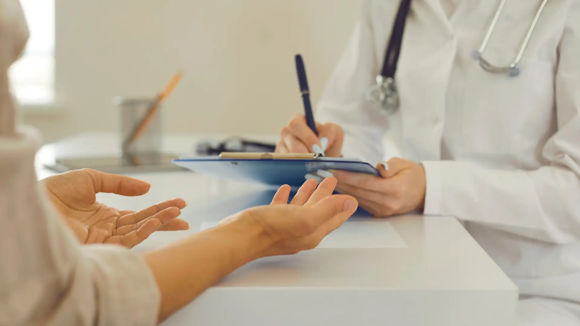 An individual undergoing a medical consultation.