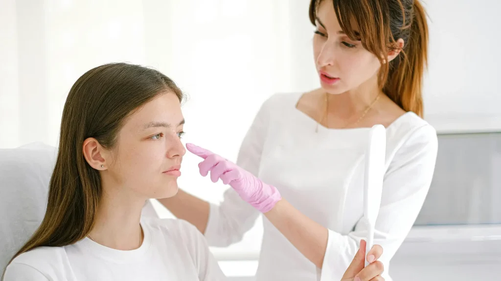 A doctor and patient consultation.