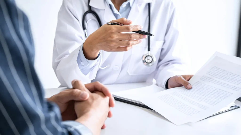 A doctor discussing a treatment plan with a patient.