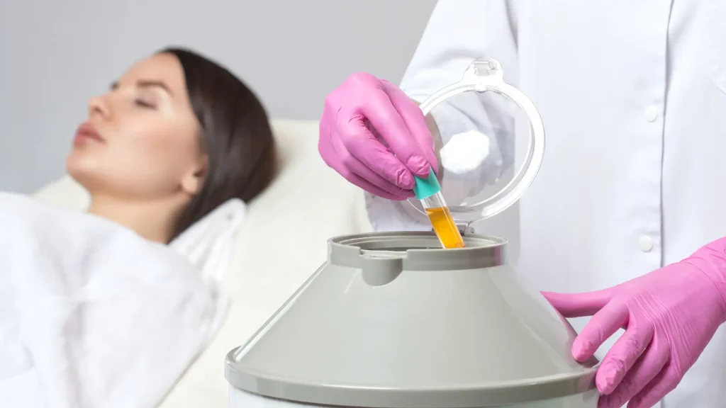 A medical professional preparing a PRP injection for the patient's aesthetic concerns.