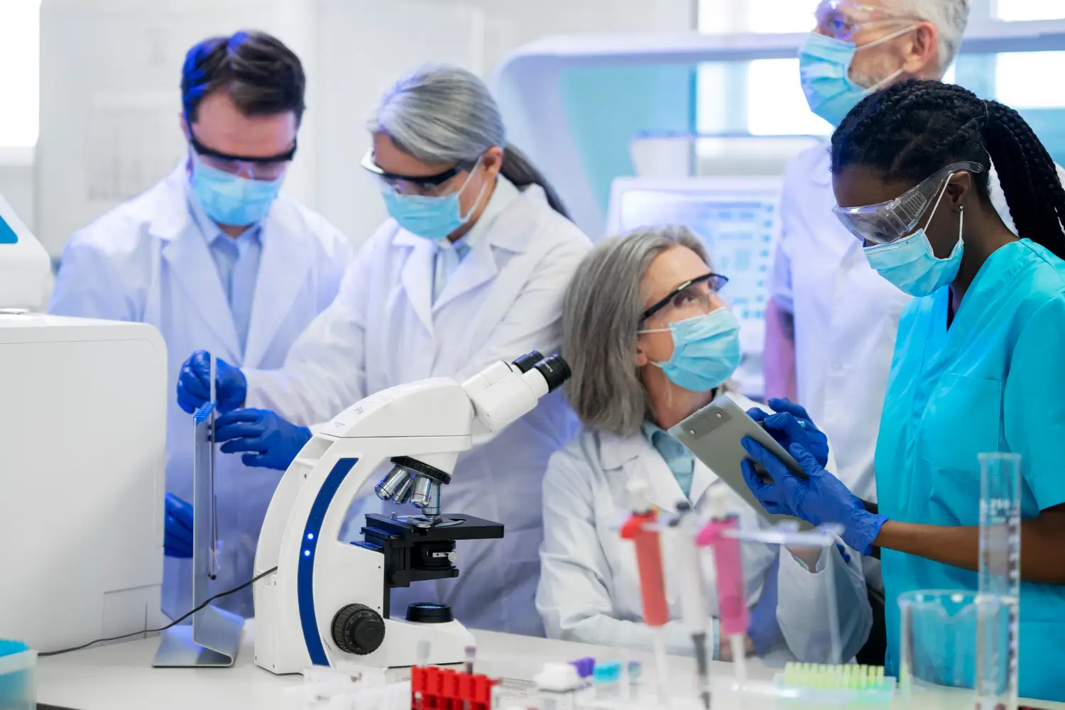 Scientists working in a medical laboratory.