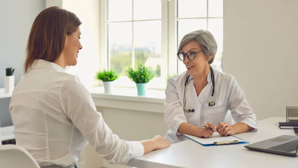 A doctor and female patient consultation.