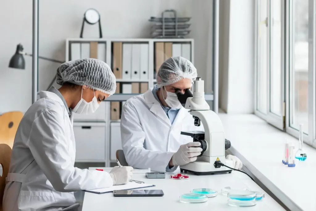 Medical scientists working in a laboratory.