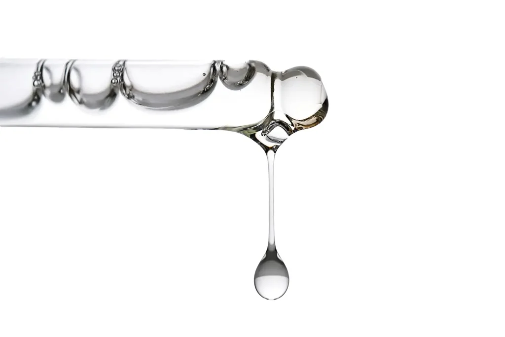 A close-up shot of a formulation from a dropper.