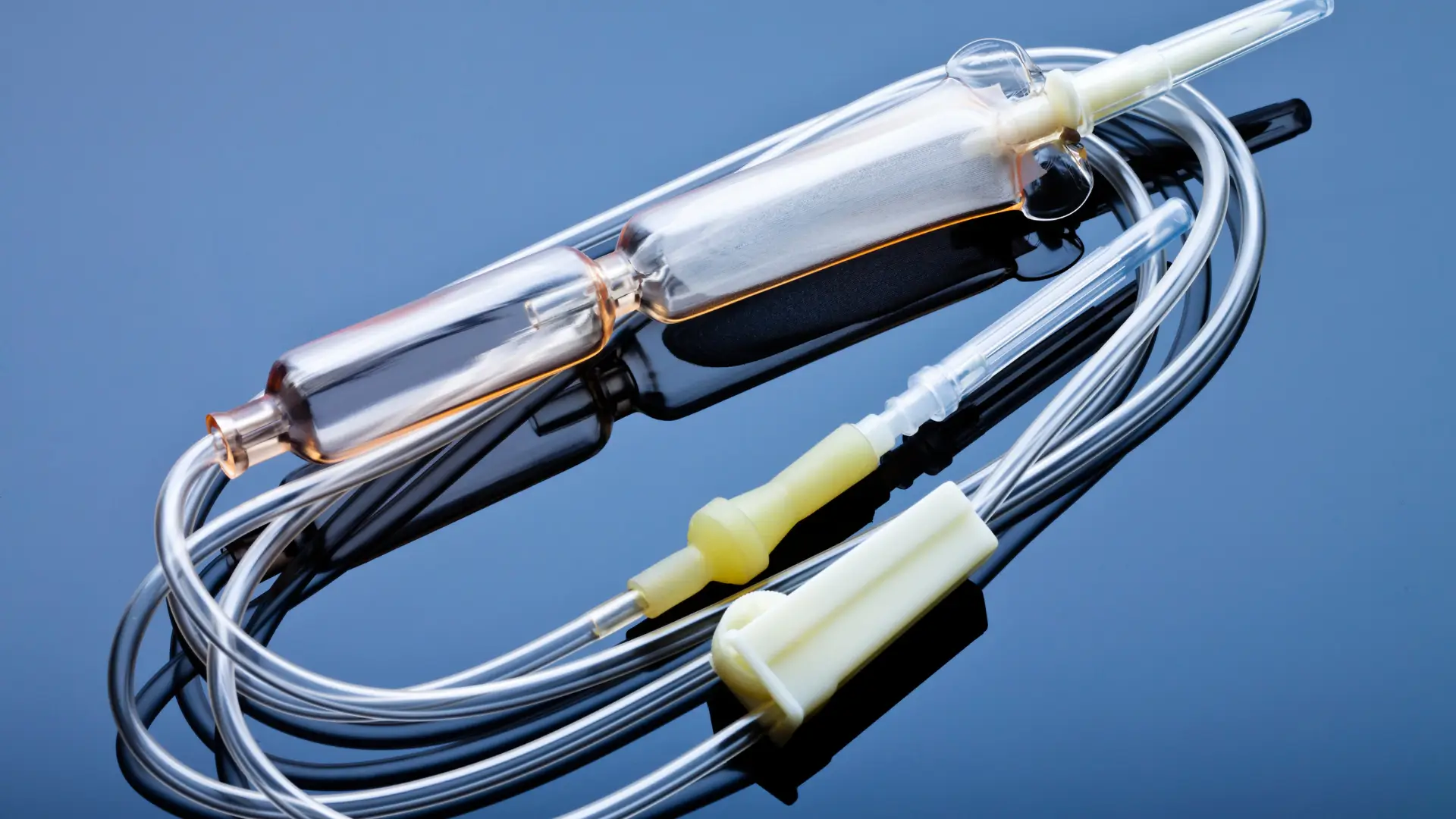 A plastic infusion set.
