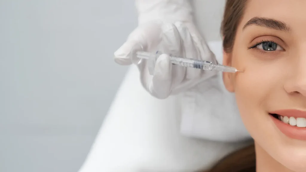 An individual receiving an anti-aging injection treatment.