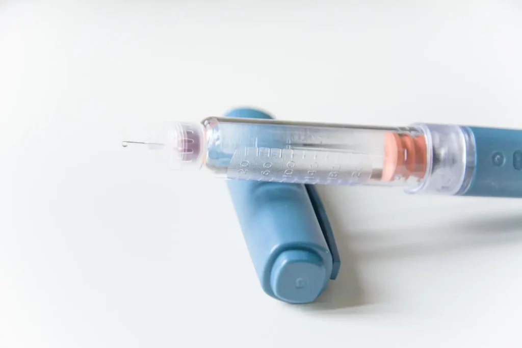 A close-up shot of an injection pen.