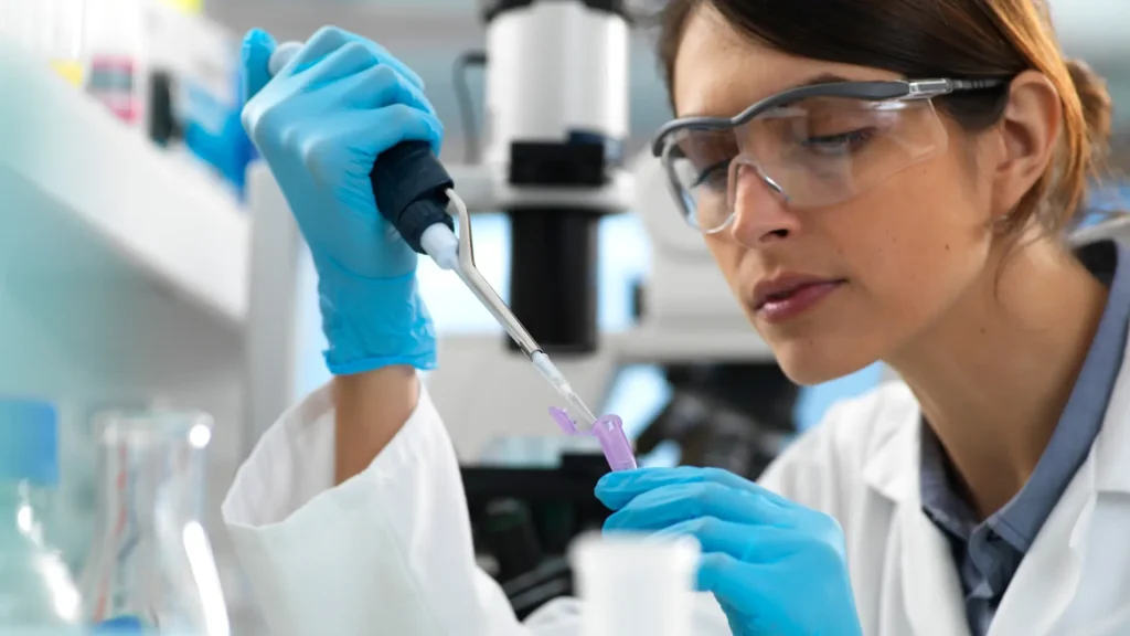 A medical professional conducting a laboratory test.