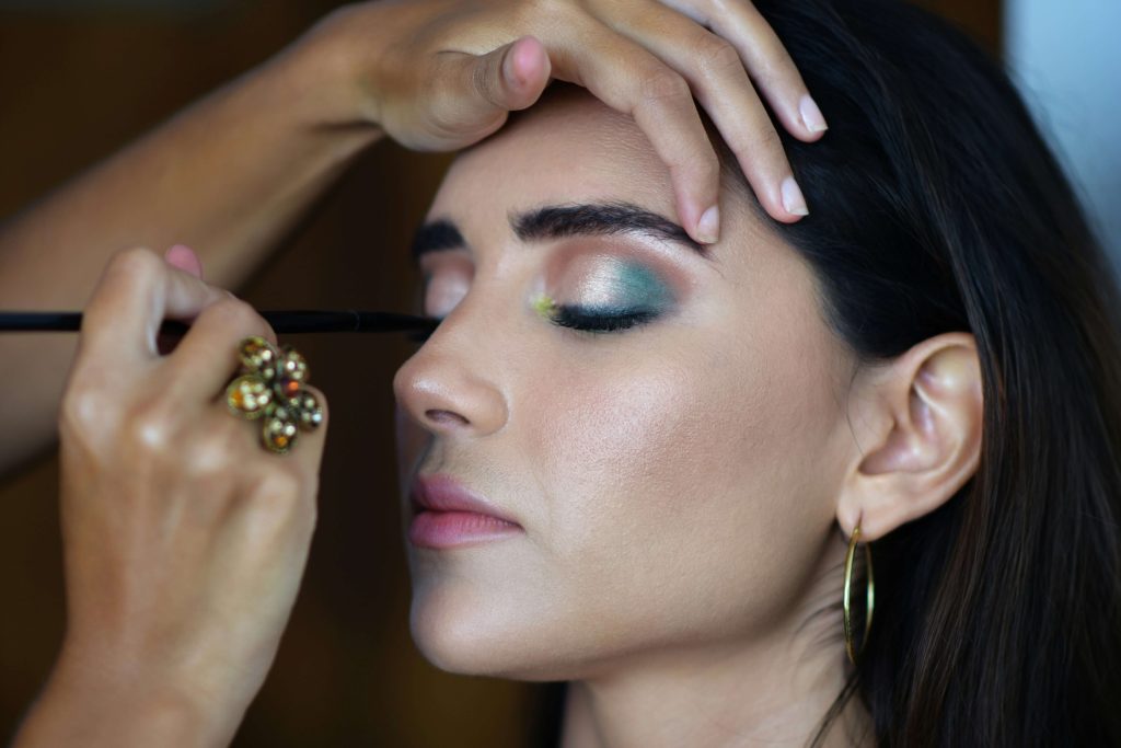 makeup application closeup eyeshadow