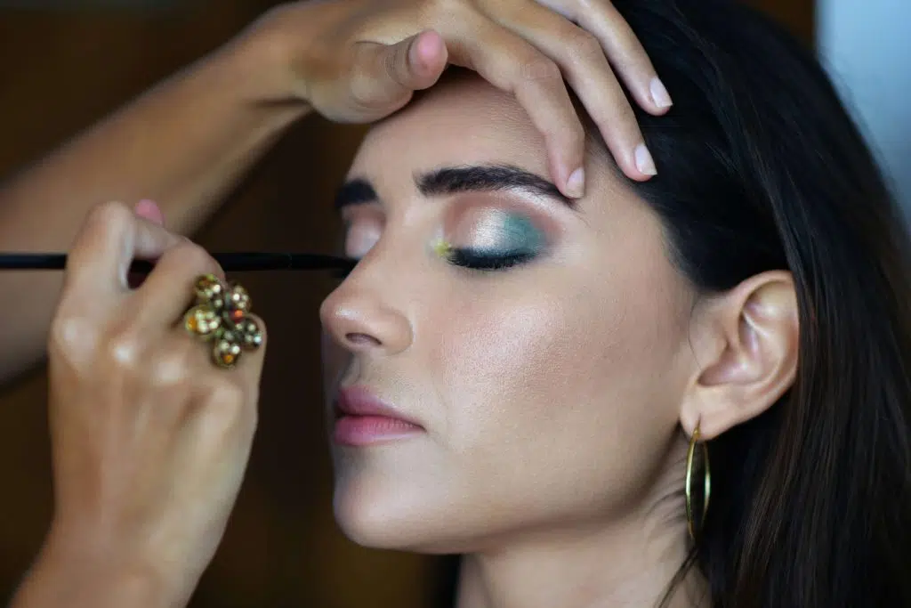 makeup application closeup eyeshadow