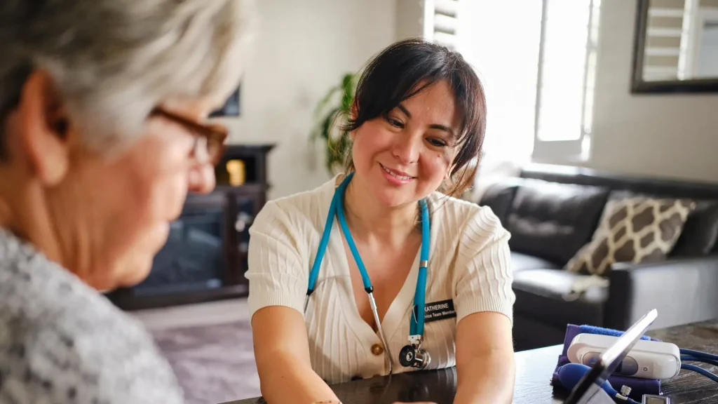 A medical professional during their consultation with a patient.