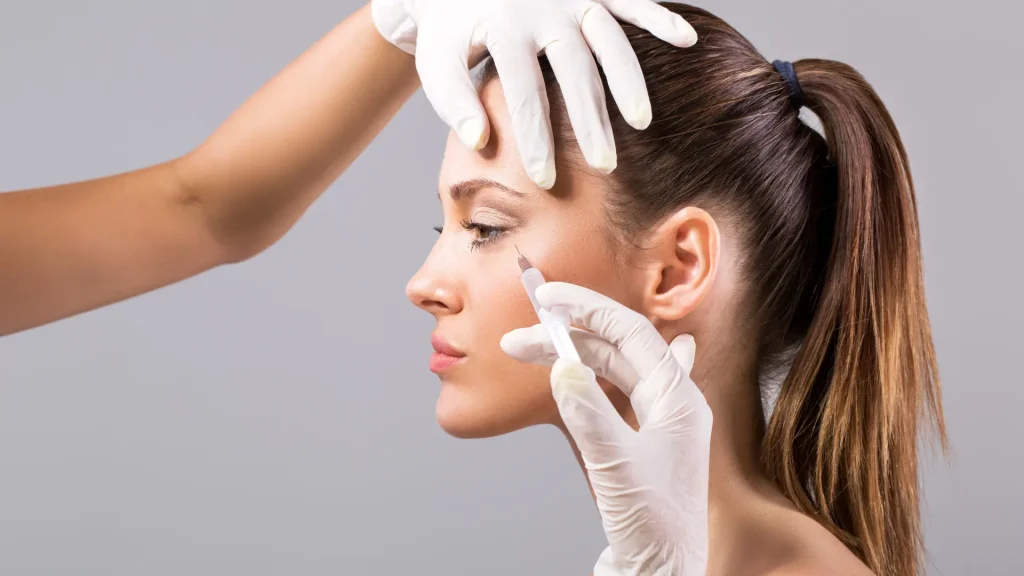 An individual receiving a botulinum toxin injection.