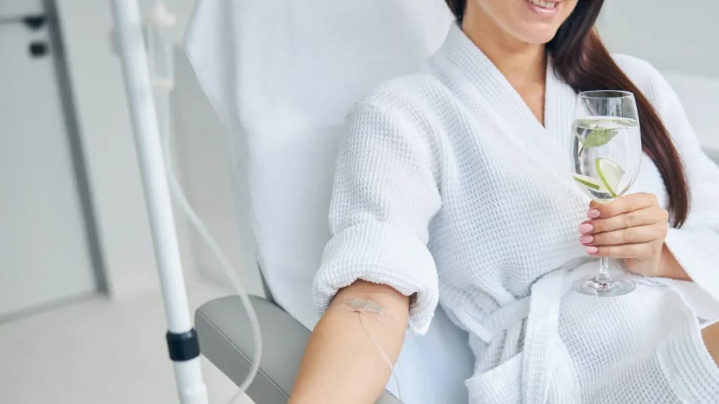 An individual receiving their NAD IV therapy to improve their overall health and well-being.