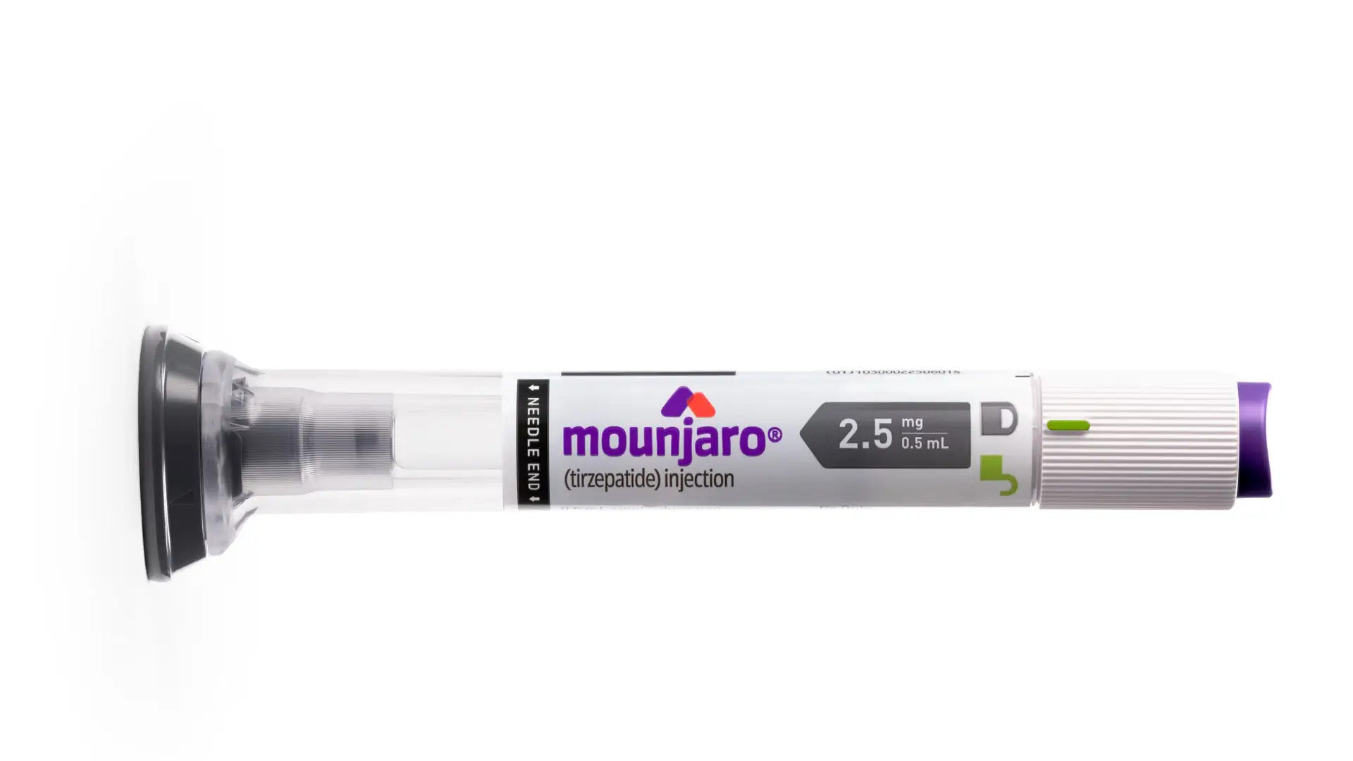 A photo of Eli Lilly's Mounjaro injector pen with a 2.5 mg dose.