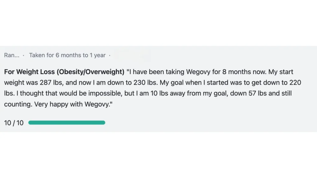 A semaglutide patient shared their weight loss journey while using Wegovy injections.